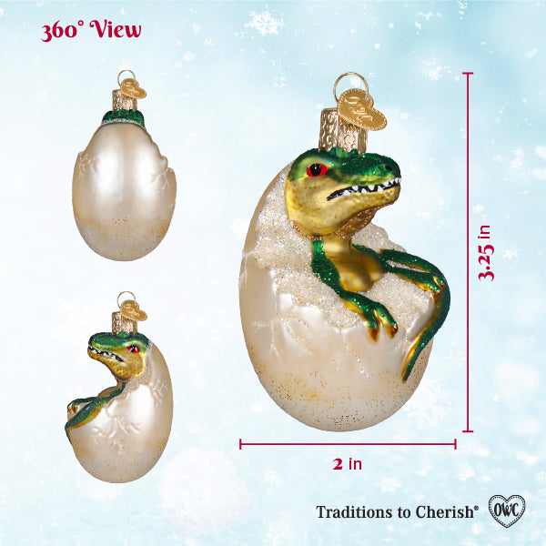 Baby Dino In Egg Ornament