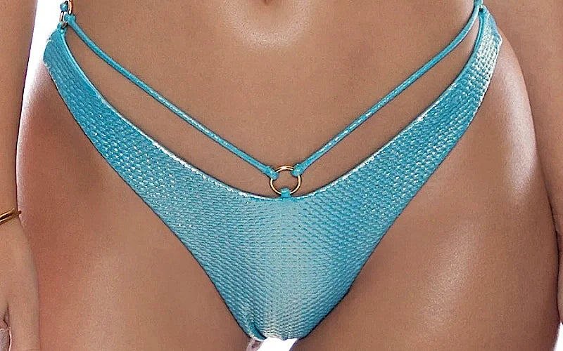 Double Loop Bandeau Crop-Strappy Loop Scrunch Bikini