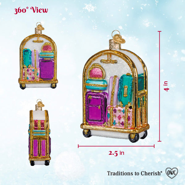 Hotel Luggage Cart Ornament