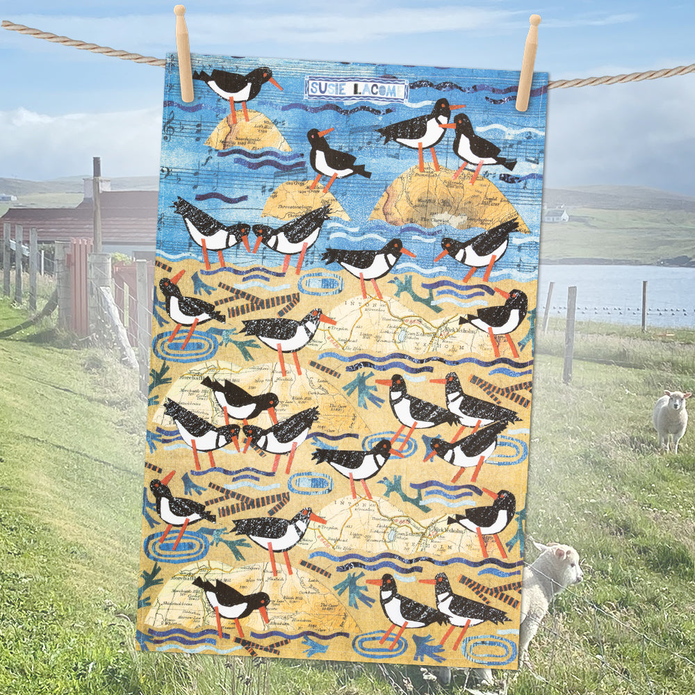 Emma Ball Oystercatchers Tea Towel