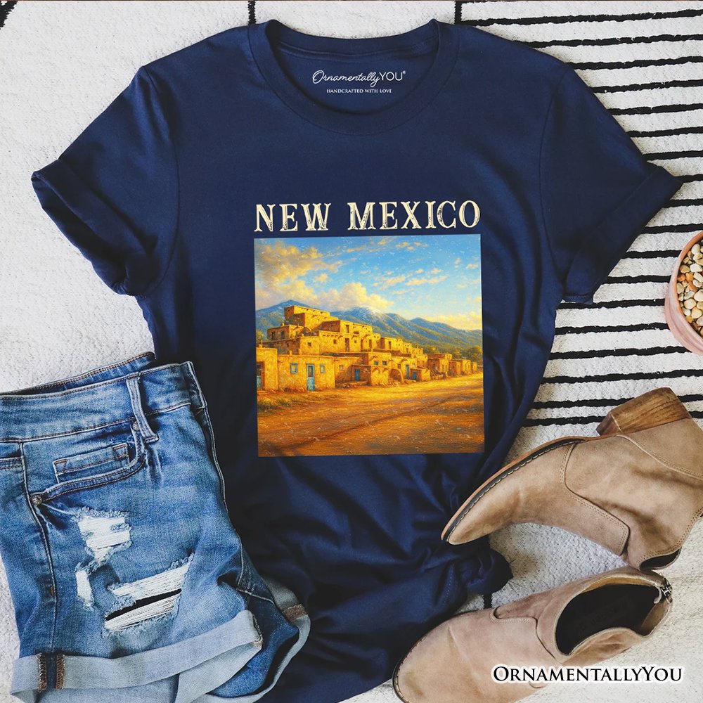 Artistic New Mexico State Taos Pueblo T-Shirt, Native American Heritage Tee and Southwestern Cultural Souvenir