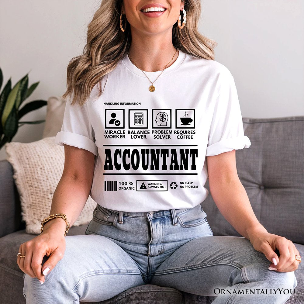 Accountant Nutrition Facts T-Shirt, Bookkeeper Humor Graphic Tee