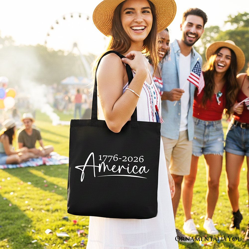 250 Years American Anniversary Tote Bag, 4th of July Minimalistic Patriotic 1776–2026 Gift Shopper