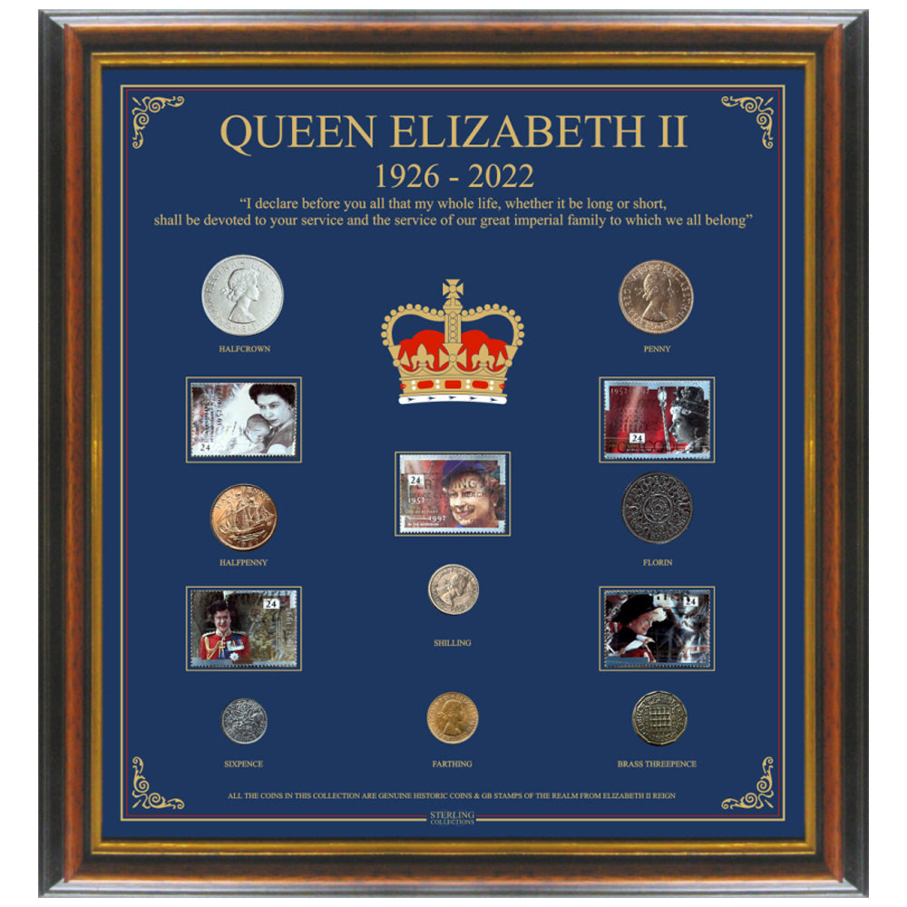 Sterling Collections Queen Elizabeth II Coins & Stamps Set