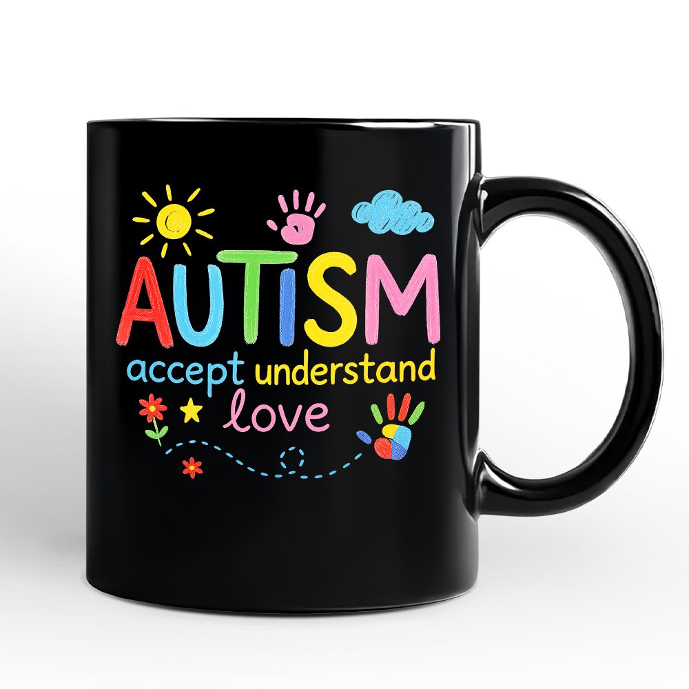 Autism Awareness Brushstroke Personalized Mug, Colorful Autism Support Gift for Autism Month with Custom Name