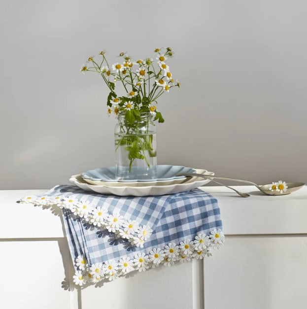 Daisy Edge Gingham Fabric Napkins