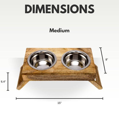 Jojo Modern Pets - Eco-Friendly Elevated Dog Wood Feeder in Natural Wood Finish