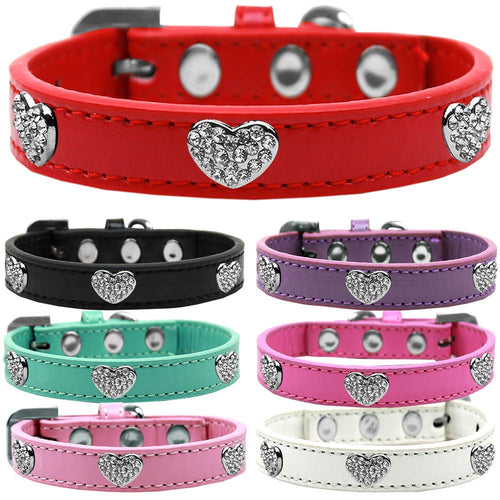 Crystal Heart Dog Collar