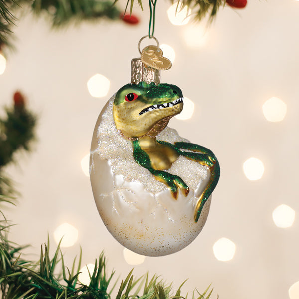 Baby Dino In Egg Ornament