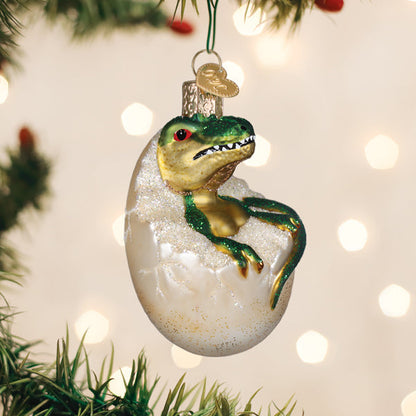 Baby Dino In Egg Ornament