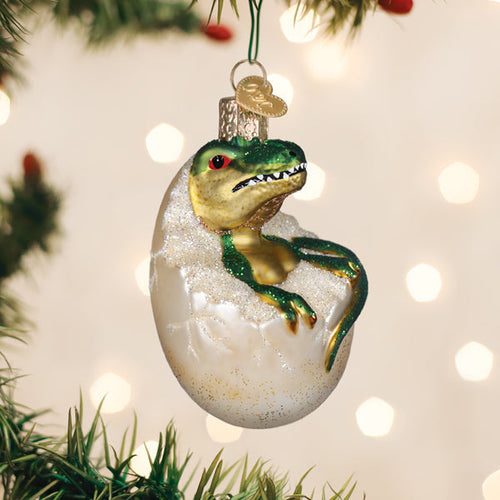 Baby Dino In Egg Ornament