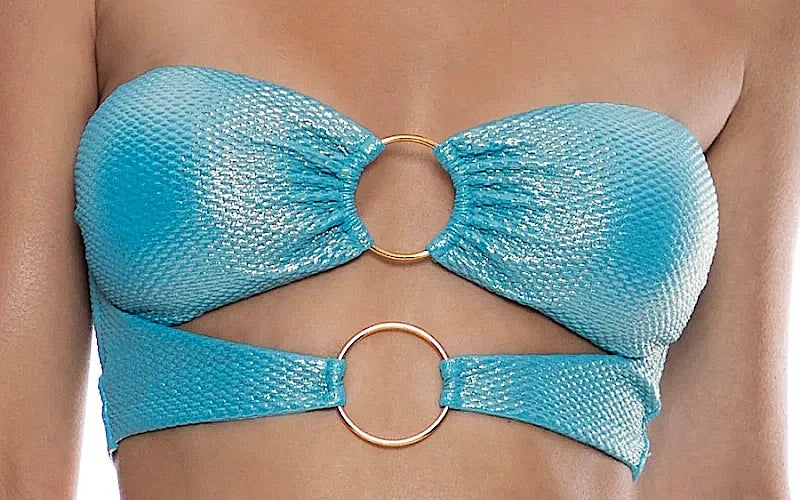Double Loop Bandeau Crop-Strappy Loop Scrunch Bikini