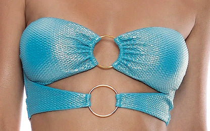 Double Loop Bandeau Crop-Strappy Loop Scrunch Bikini