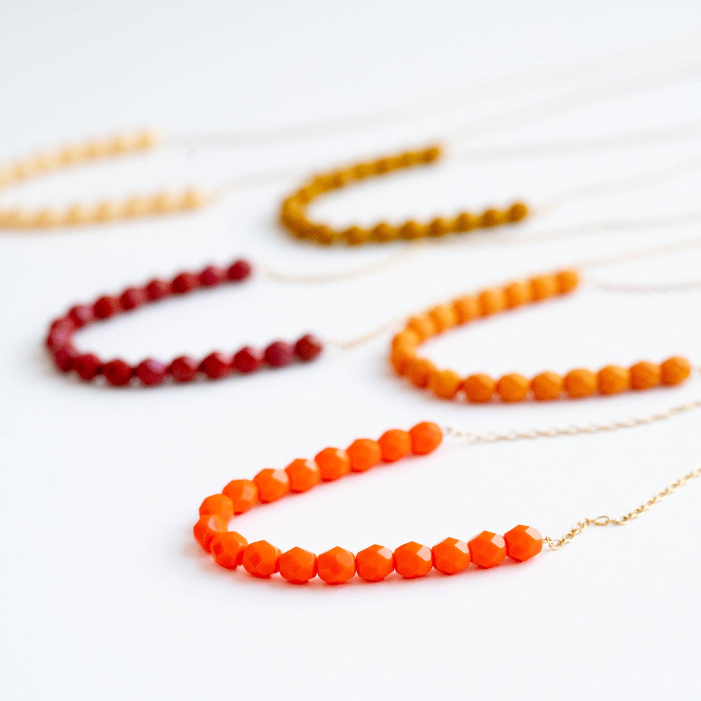 Colorful Glass Bead Necklace,  Layering necklace