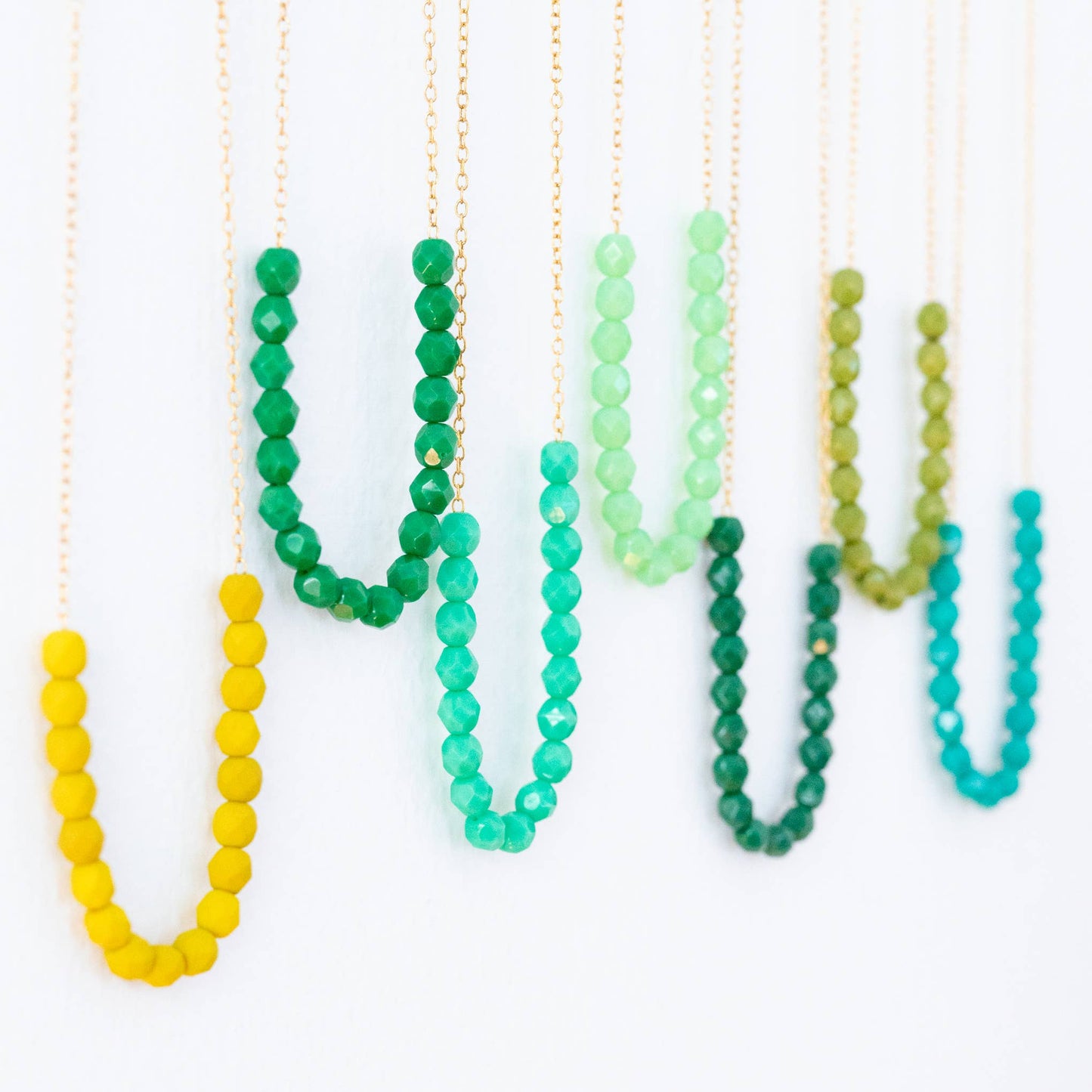 Colorful Glass Bead Necklace,  Layering necklace