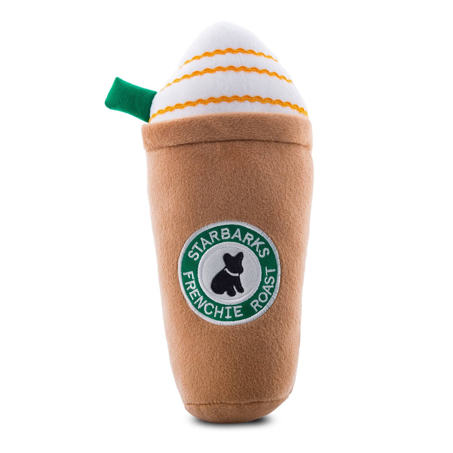 Haute Diggity Dog - Starbarks Frenchie Roast W/ Straw Squeaker Dog Toy: Small / Mini