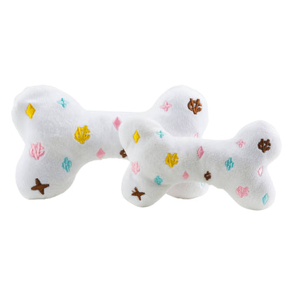 Haute Diggity Dog - White Chewy Vuiton Bones Squeaker Dog Toy: Large