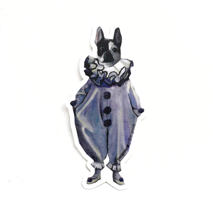 Bonnie - French Bulldog Girl Clown Vinyl Sticker