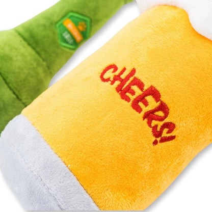 Jojo Modern Pets - Beer-Cheers Crinkle and Squeaky Plush Dog Toy Combo Gift Set