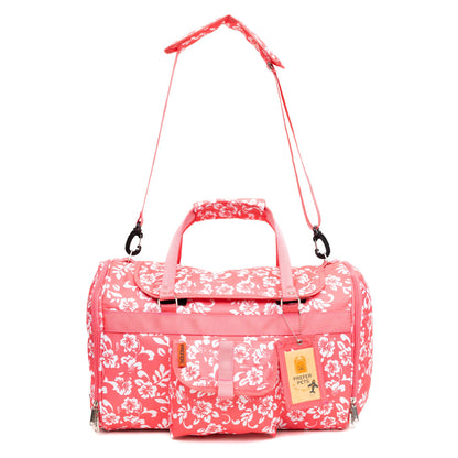 Prefer Pets Travel Gear - Hideaway Duffel - Pink Coral Hibiscus