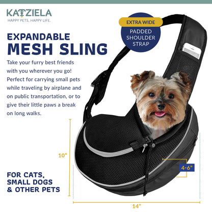 Pet Expandable Sling - Black: Green