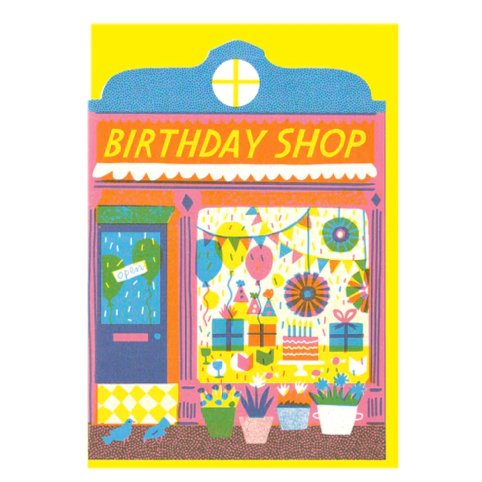 Birthday Shop Die Cut Card -Louise Lockhart