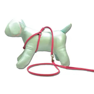Dogbar Step-in Soft Round Leather Dog Harness  w/Leash