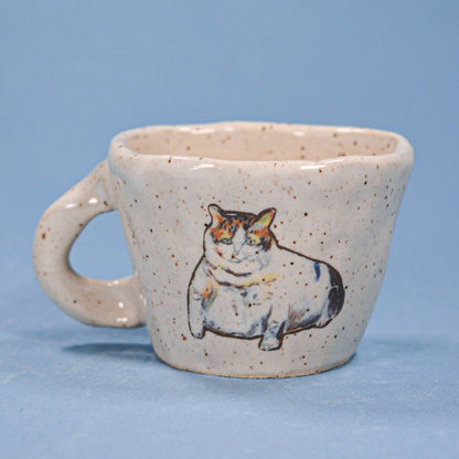 Chonky Cat-Handmade Speckled Ceramic Espresso Cup -  2-4 oz.