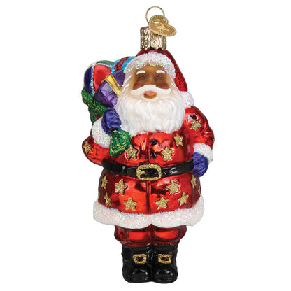 Jolly African American Santa Ornament