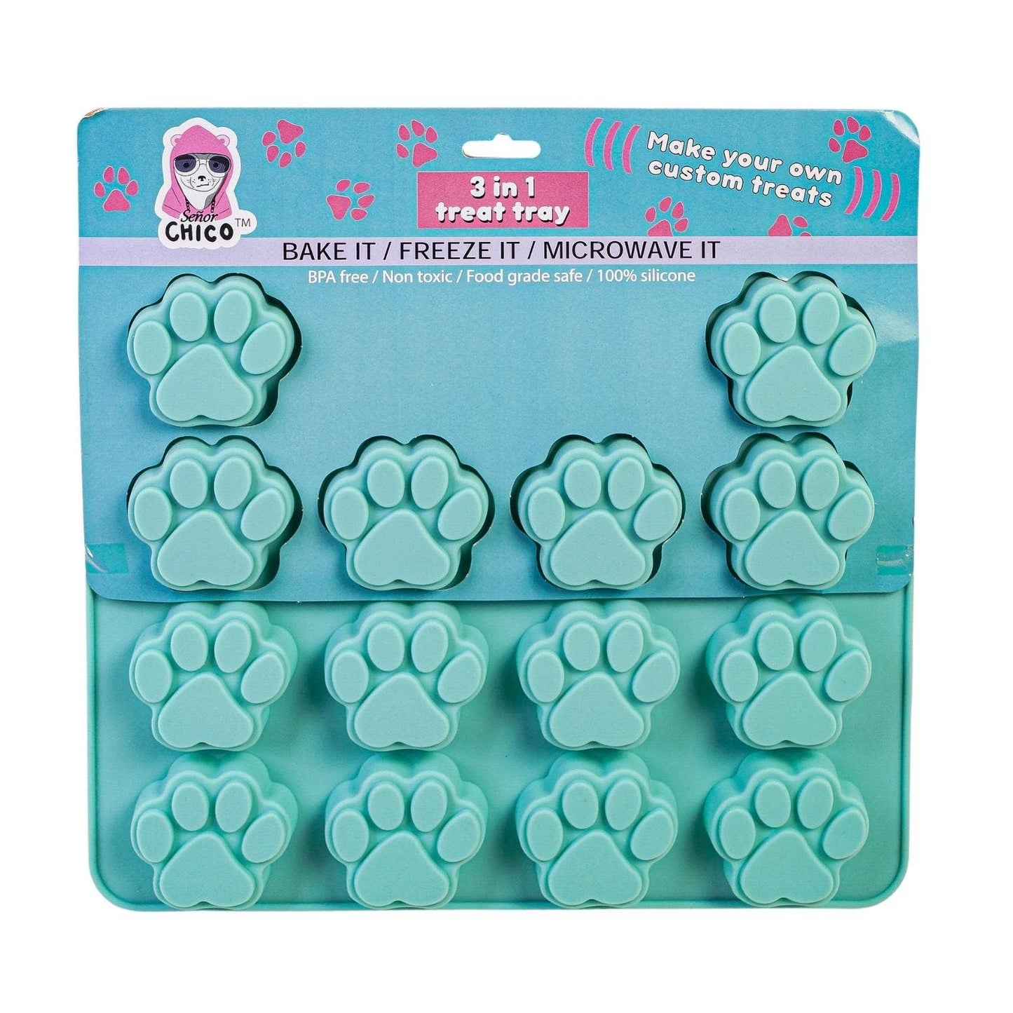 Jojo Modern Pets - Paw Print 3 in 1 Silicone Baking Treat Tray