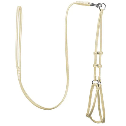 Dogbar Step-in Soft Round Leather Dog Harness  w/Leash