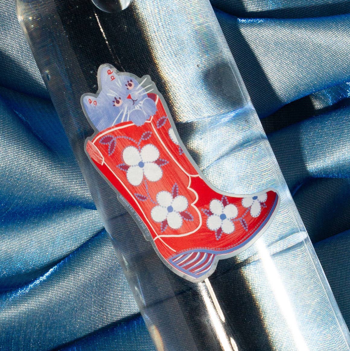 Cowboy Boot Cat - Clear Sticker