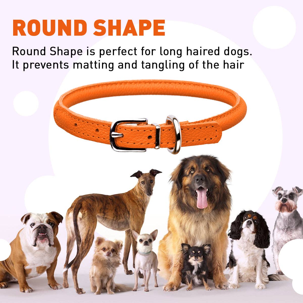 Dogline - Soft Leather Round Collar
