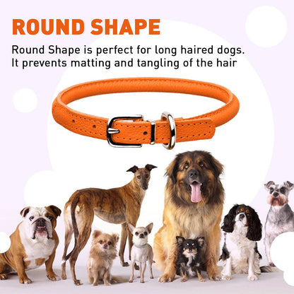 Dogline - Soft Leather Round Collar