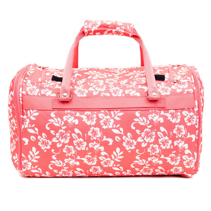 Prefer Pets Travel Gear - Hideaway Duffel - Pink Coral Hibiscus