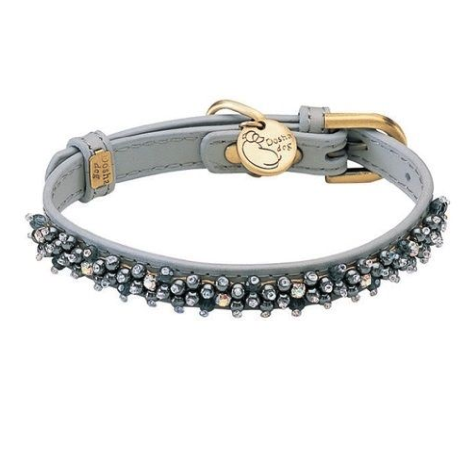 Dosha Dog - Mini Beaded Collar/Leash - Gray, Hematite