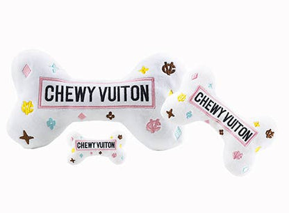Haute Diggity Dog - White Chewy Vuiton Bones Squeaker Dog Toy: Large