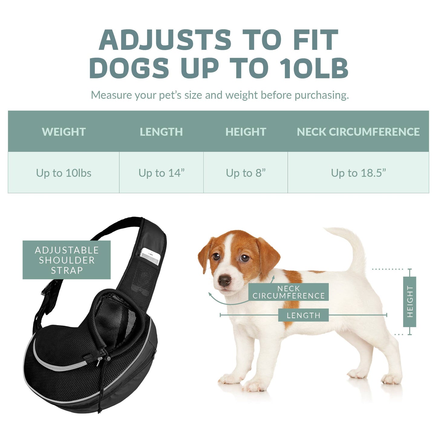 Pet Expandable Sling - Black: Green