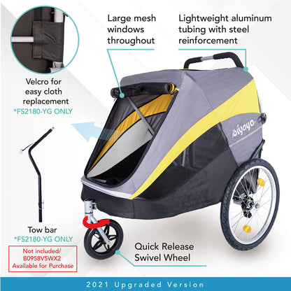 Ibiyaya - Hercules Heavy-Duty Pet Stroller-Bike Trailer, All-Terrain