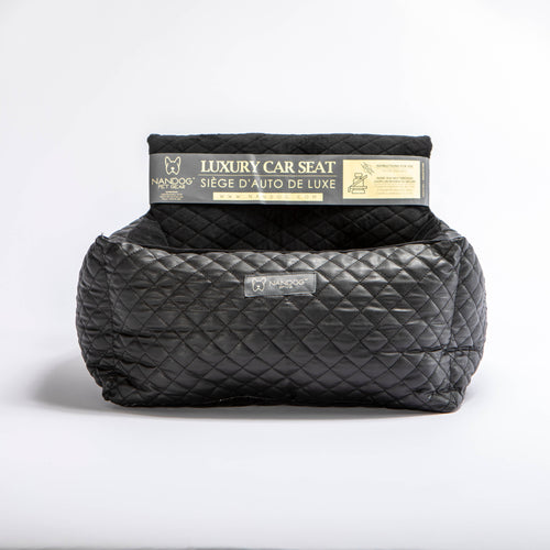 Nandog Pet Gear Florida Authorized Reseller - NANDOG Car Seat Quilted Vegan Leather BLACK