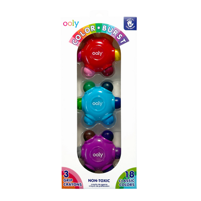 Color Burst: Grip Crayons (Set of 3 with 18 Classic Colors)