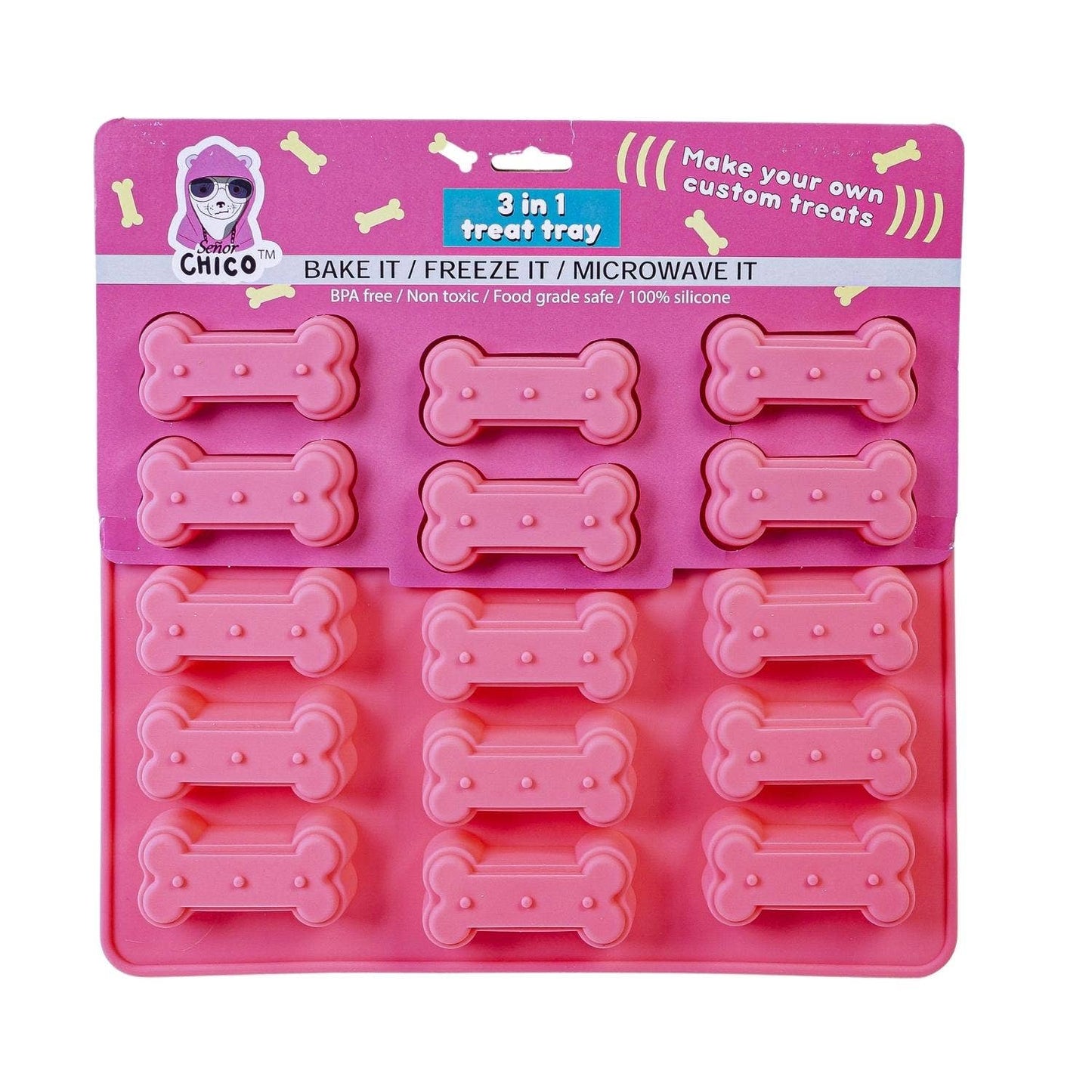 Jojo Modern Pets - Dog Bone 3 in 1 Silicone Baking Treat Tray
