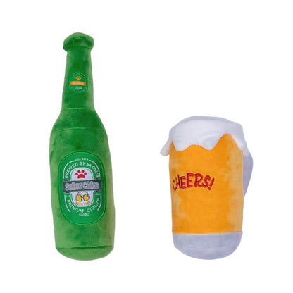 Jojo Modern Pets - Beer-Cheers Crinkle and Squeaky Plush Dog Toy Combo Gift Set