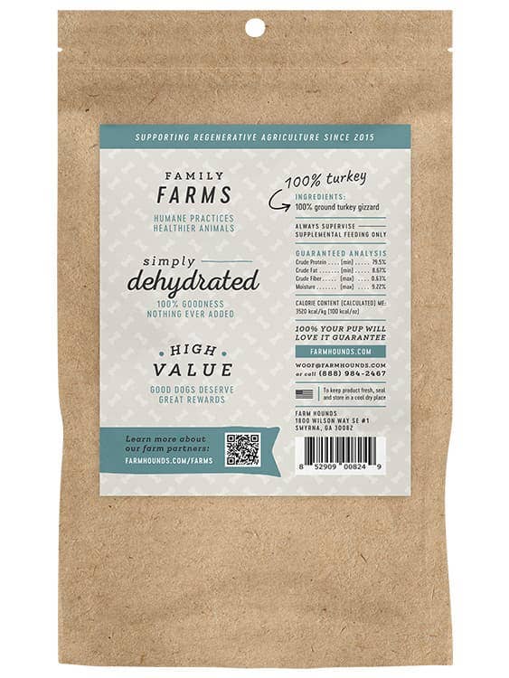 Farm Hounds - Turkey Gizzard Trainer - All-Natural Dog Treats - 4oz