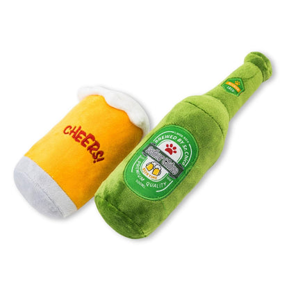 Jojo Modern Pets - Beer-Cheers Crinkle and Squeaky Plush Dog Toy Combo Gift Set