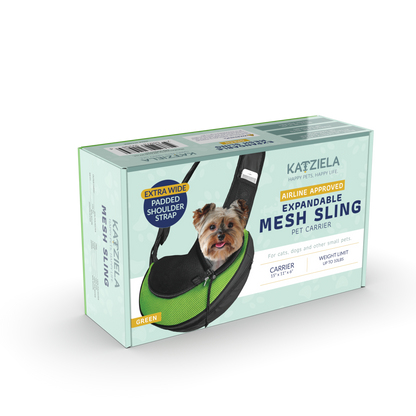 Katziela - Pet Carrier Expandable Sling For Small Dogs And Cats Black