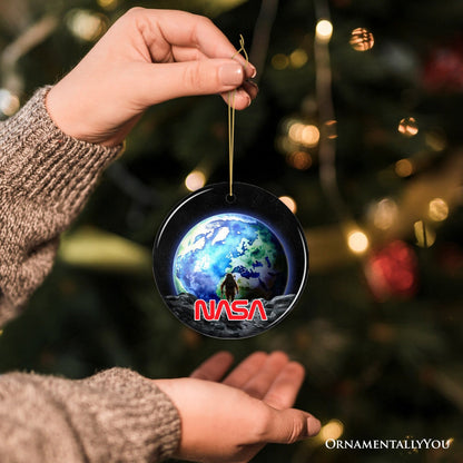 Artistic NASA Handcrafted Ornament, Astronaut in Outer Space with the Planets