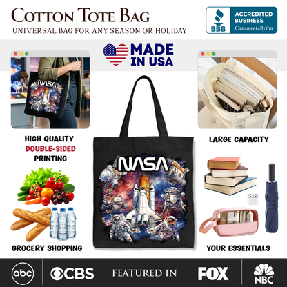 Artistic NASA Handcrafted Tote Bag, Astronaut in Outer Space with the Planets Gift Shopper