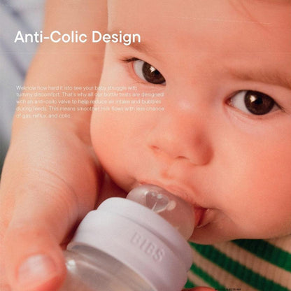 BIBS 2 Pack Medium Flow Glass Baby Bottle Round Latex - 240ml - Ivory