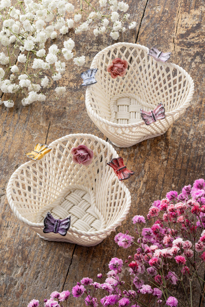 Belleek Classic Butterfly Basket - Bright